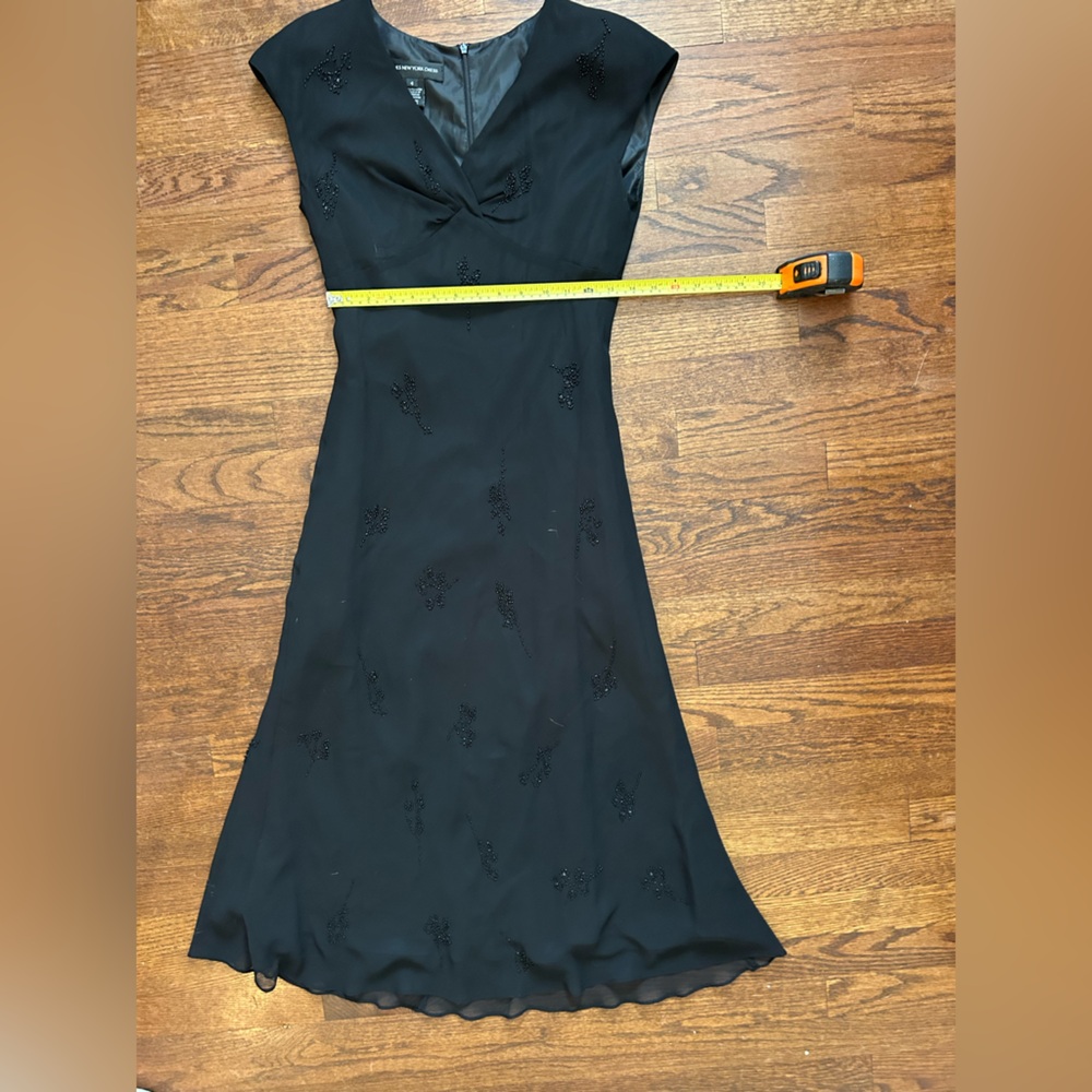 Elegant Black Midi Length beaded dress by Jones of NY